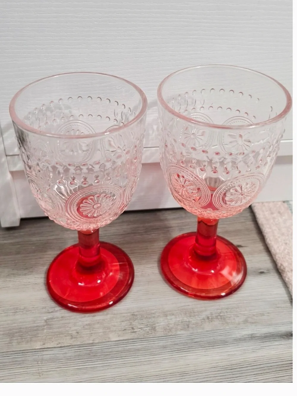 Target Red Stemmed Pressed Glass Wine Goblet - Set of 2 New 4th of July